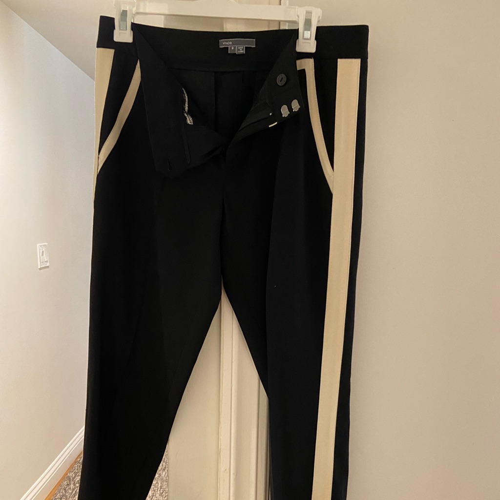 Theory Tuxedo Pants Black/Ivory 8 Ankle, Nwot